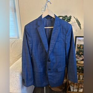 Banana Republic Navy Checkered Blazer Marlane Slim Fit 40R